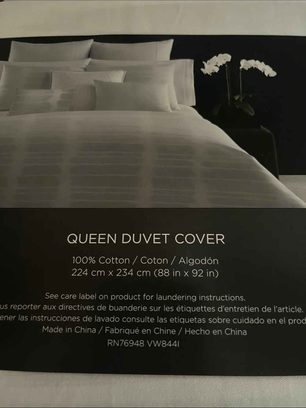 Queen duvet cover cotton new Vera Wang aqua 88” x 92”
